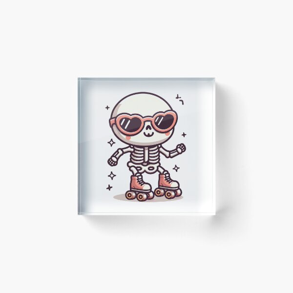 Item preview, Kawaii Whimsical Skeleton Roller Skating With Retro Sunglasses designed and sold by CanvasCutie.