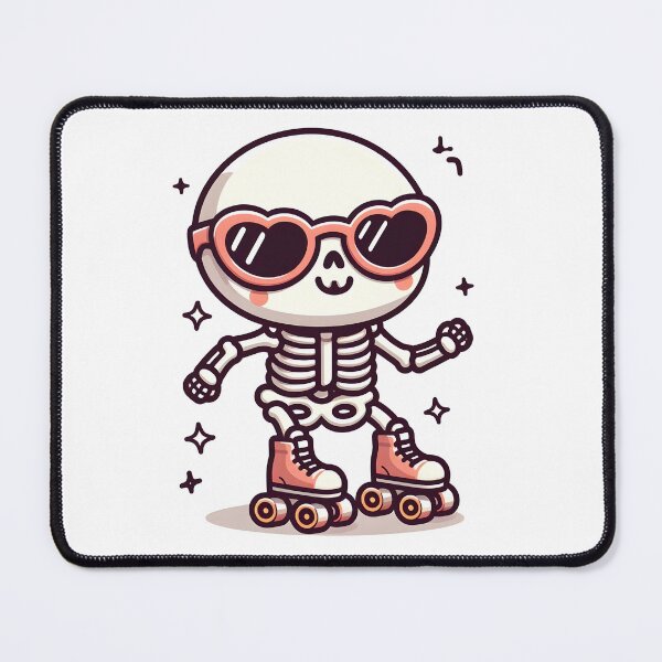 Item preview, Kawaii Whimsical Skeleton Roller Skating With Retro Sunglasses designed and sold by CanvasCutie.