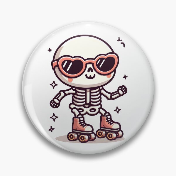 Item preview, Kawaii Whimsical Skeleton Roller Skating With Retro Sunglasses designed and sold by CanvasCutie.