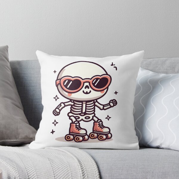 Item preview, Kawaii Whimsical Skeleton Roller Skating With Retro Sunglasses designed and sold by CanvasCutie.