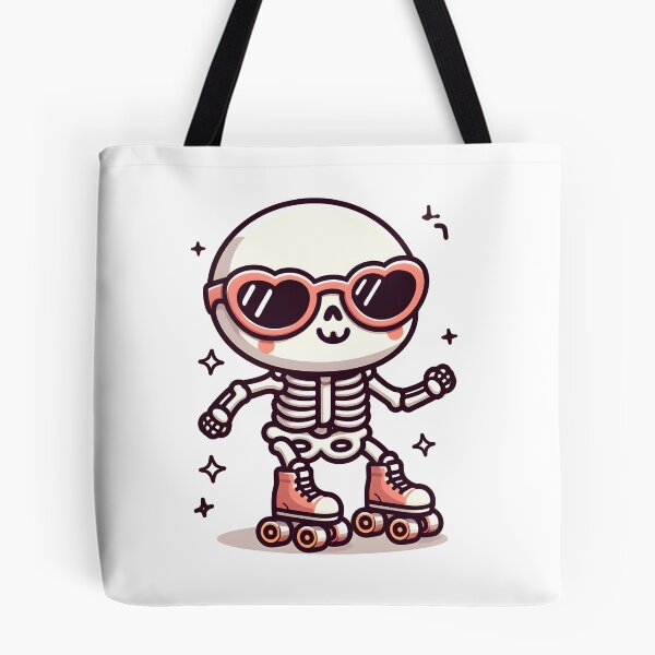 Item preview, Kawaii Whimsical Skeleton Roller Skating With Retro Sunglasses designed and sold by CanvasCutie.