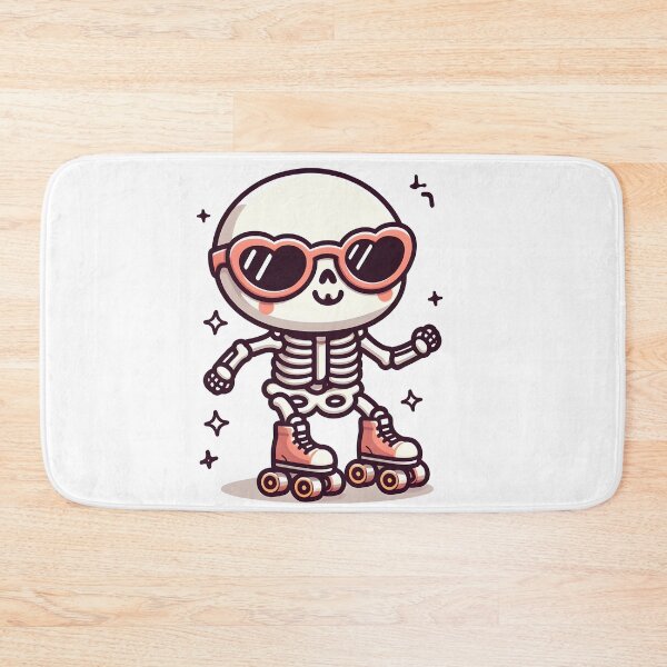 Item preview, Kawaii Whimsical Skeleton Roller Skating With Retro Sunglasses designed and sold by CanvasCutie.