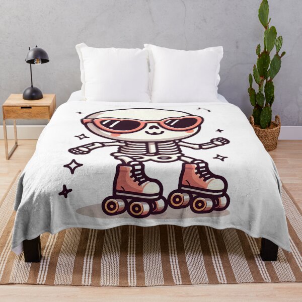 Item preview, Kawaii Whimsical Skeleton Roller Skating With Retro Sunglasses designed and sold by CanvasCutie.
