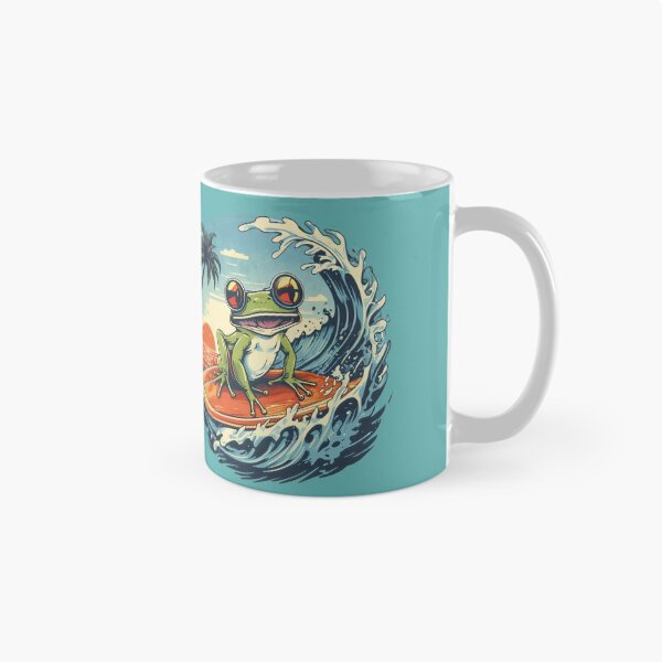 Item preview, frog and sunglasses riding waves at the beach designed and sold by Firas Aljazzar.