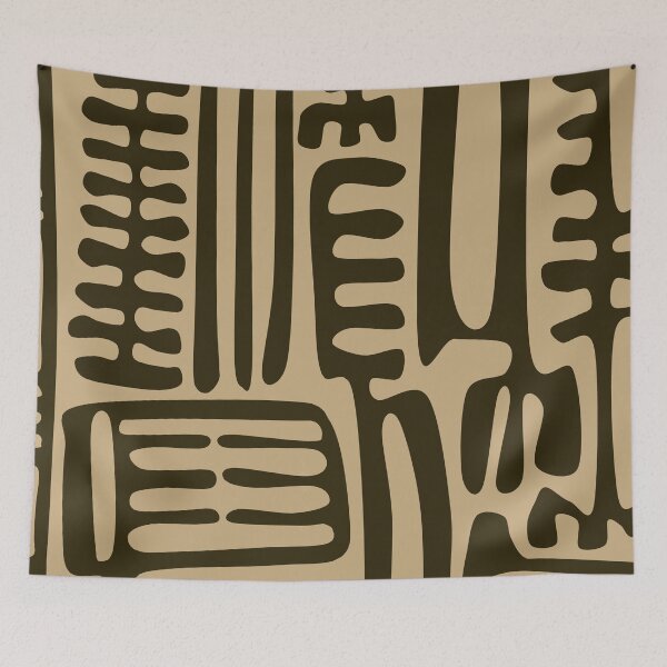 Item preview, Iconic Traditional Nordic Folk Floral Pattern in Brown and Beige designed and sold by Deutschic.