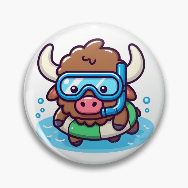 Item preview, Kawaii Bison With Snorkel Mask designed and sold by CanvasCutie.