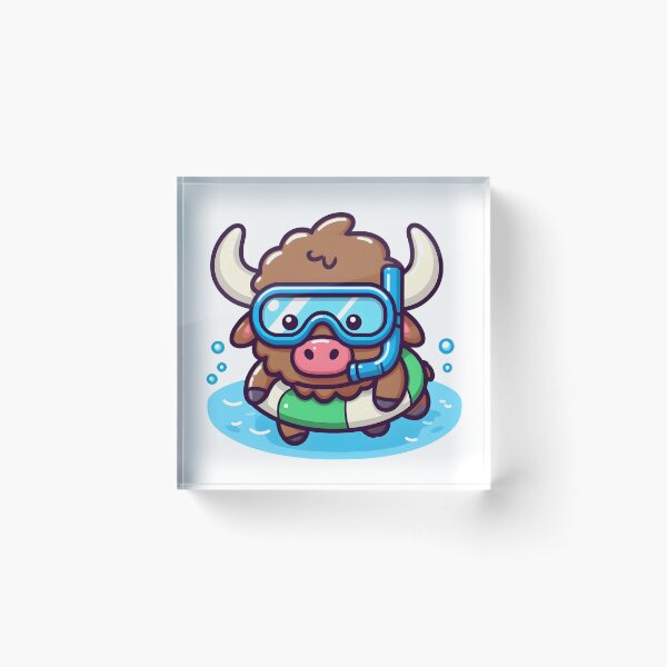 Item preview, Kawaii Bison With Snorkel Mask designed and sold by CanvasCutie.