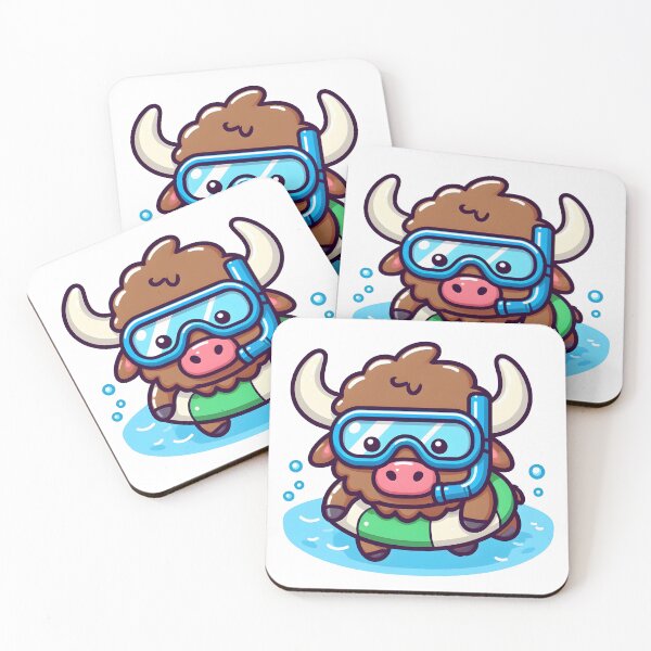Item preview, Kawaii Bison With Snorkel Mask designed and sold by CanvasCutie.