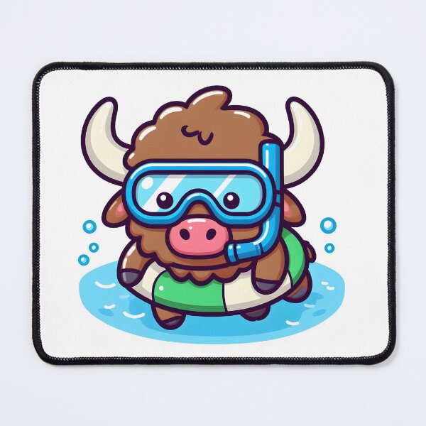 Item preview, Kawaii Bison With Snorkel Mask designed and sold by CanvasCutie.