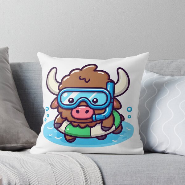 Item preview, Kawaii Bison With Snorkel Mask designed and sold by CanvasCutie.