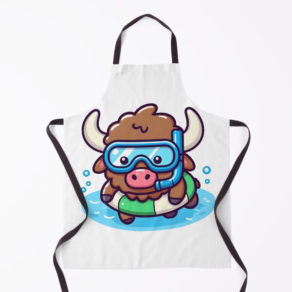Item preview, Kawaii Bison With Snorkel Mask designed and sold by CanvasCutie.