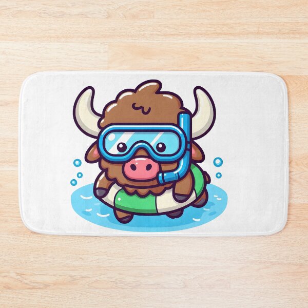 Item preview, Kawaii Bison With Snorkel Mask designed and sold by CanvasCutie.