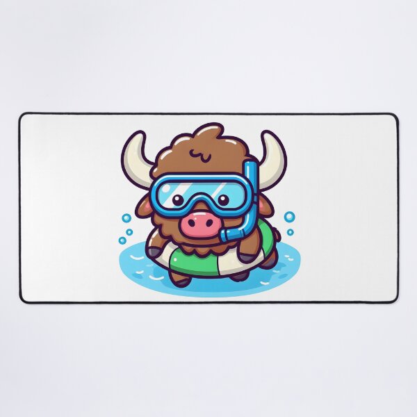 Item preview, Kawaii Bison With Snorkel Mask designed and sold by CanvasCutie.