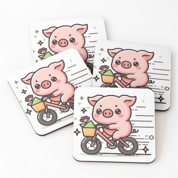Item preview, Kawaii Pig On Bicycle designed and sold by CanvasCutie.
