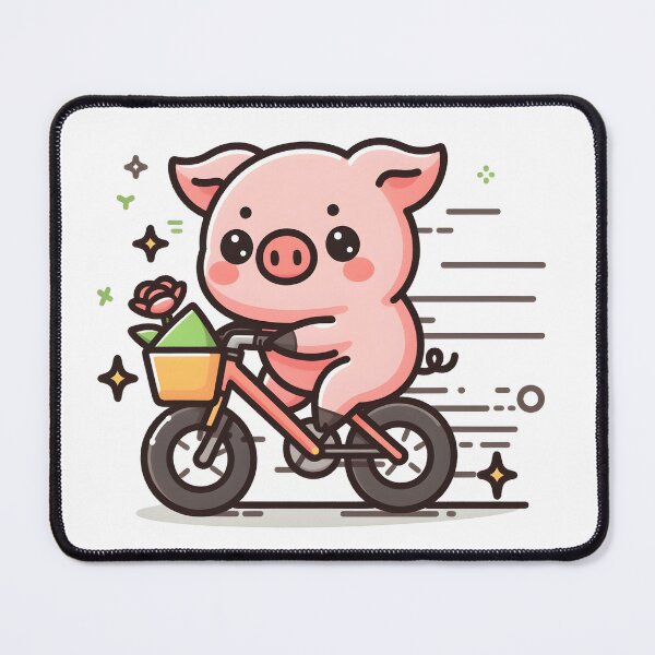 Item preview, Kawaii Pig On Bicycle designed and sold by CanvasCutie.