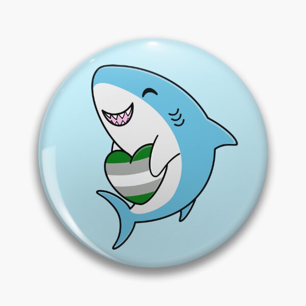 Item preview, Cute Happy Blahaj Blue Shark Holding a Greyromantic Flag Heart designed and sold by AroAxel.