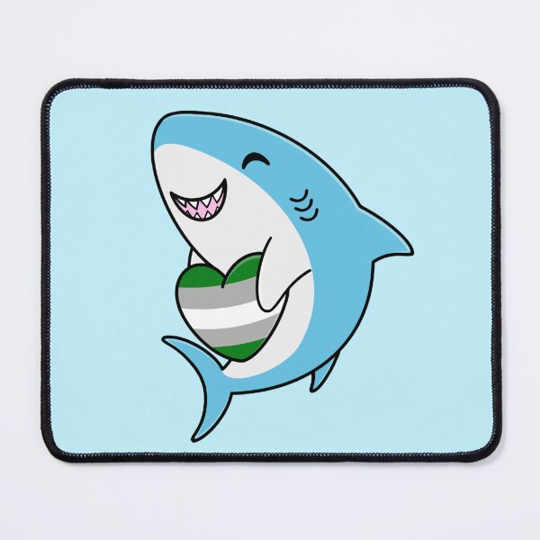 Item preview, Cute Happy Blahaj Blue Shark Holding a Greyromantic Flag Heart designed and sold by AroAxel.
