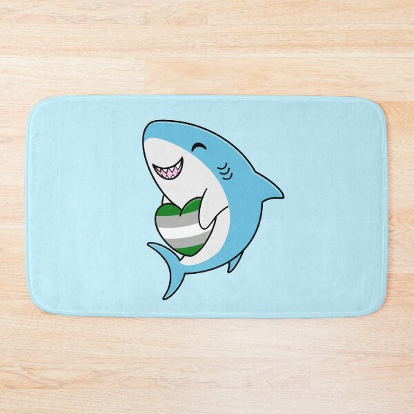 Item preview, Cute Happy Blahaj Blue Shark Holding a Greyromantic Flag Heart designed and sold by AroAxel.