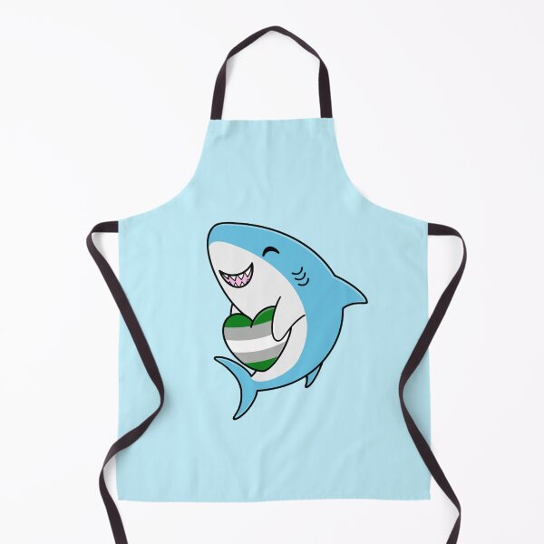 Item preview, Cute Happy Blahaj Blue Shark Holding a Greyromantic Flag Heart designed and sold by AroAxel.