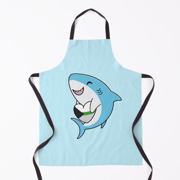 Item preview, Cute Happy Blahaj Blue Shark Holding a Demiromantic Flag Heart designed and sold by AroAxel.