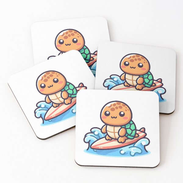 Item preview, Kawaii Turtle With Surfboard designed and sold by CanvasCutie.