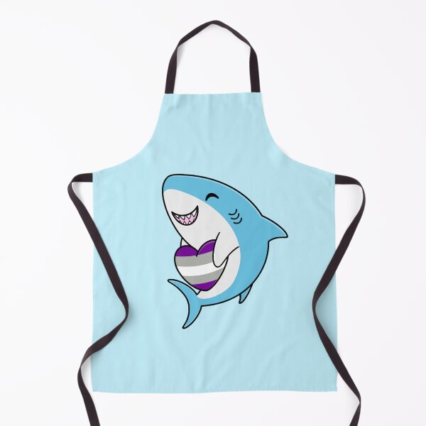 Item preview, Cute Happy Blahaj Blue Shark Holding a Greysexual Flag Heart designed and sold by AroAxel.