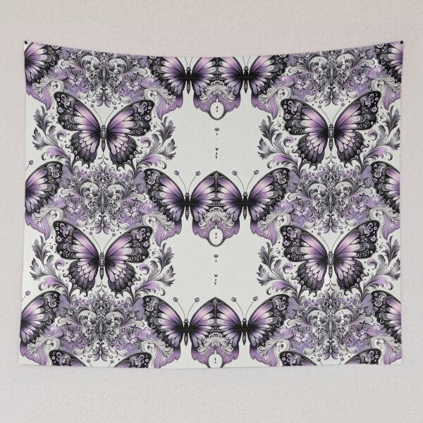 Item preview, White Damask With Purple Butterflies designed and sold by DesignsByPrnces.