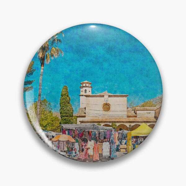 Item preview, Puerto Pollensa Square Mallorca Watercolour Effect designed and sold by GG WALL ART.