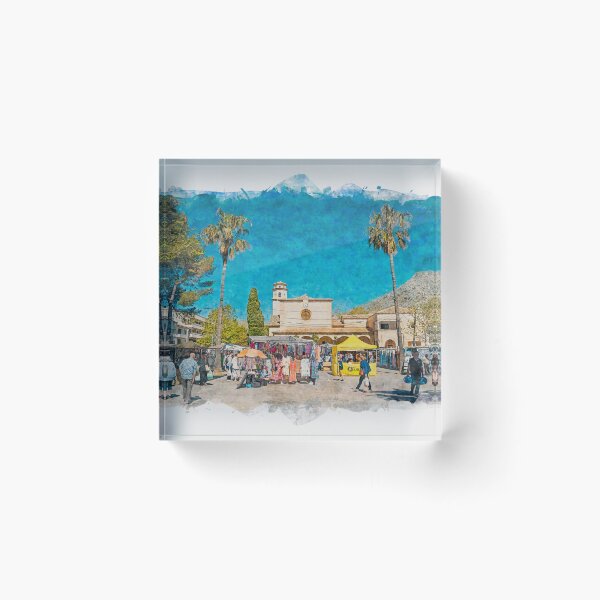 Item preview, Puerto Pollensa Square Mallorca Watercolour Effect designed and sold by GG WALL ART.