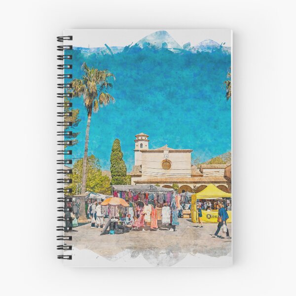 Item preview, Puerto Pollensa Square Mallorca Watercolour Effect designed and sold by GG WALL ART.