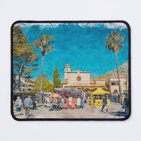 Item preview, Puerto Pollensa Square Mallorca Watercolour Effect designed and sold by GG WALL ART.