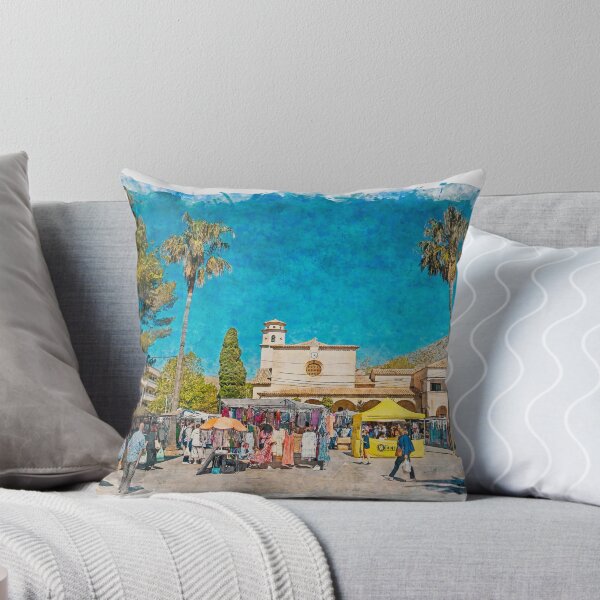 Item preview, Puerto Pollensa Square Mallorca Watercolour Effect designed and sold by GG WALL ART.