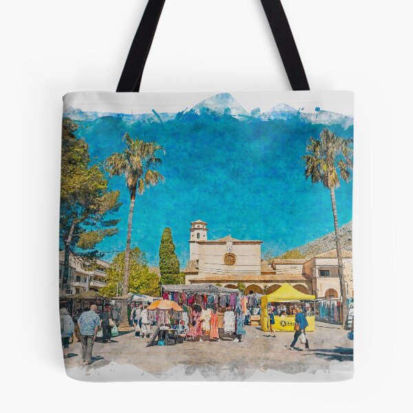 Item preview, Puerto Pollensa Square Mallorca Watercolour Effect designed and sold by GG WALL ART.