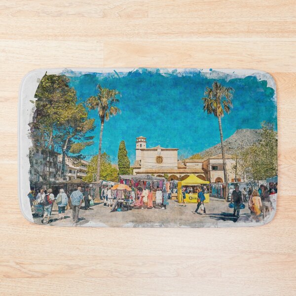 Item preview, Puerto Pollensa Square Mallorca Watercolour Effect designed and sold by GG WALL ART.