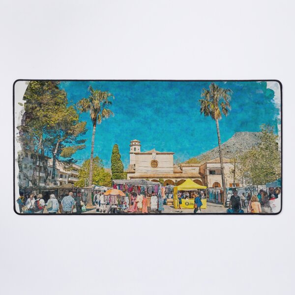 Item preview, Puerto Pollensa Square Mallorca Watercolour Effect designed and sold by GG WALL ART.