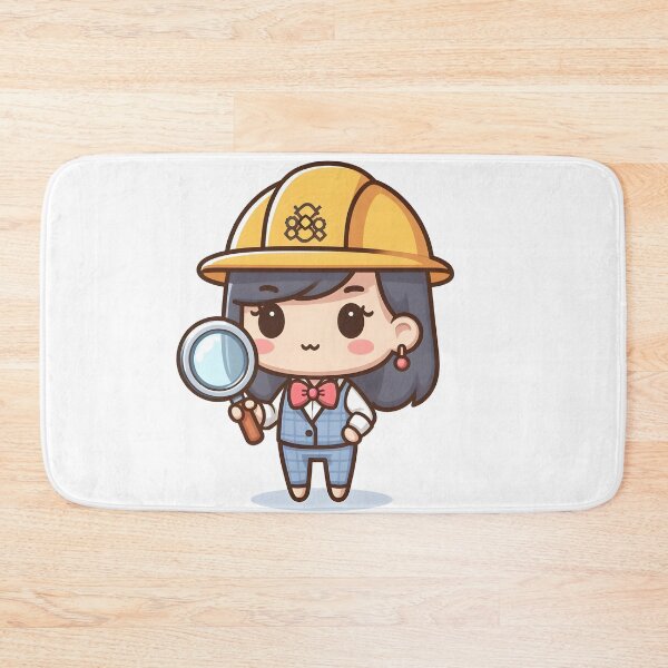 Item preview, Kawaii Engineer Wearing A Bowtie With Engineering Symbols Holding A Magnifying Glass designed and sold by CanvasCutie.