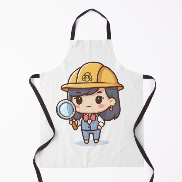 Item preview, Kawaii Engineer Wearing A Bowtie With Engineering Symbols Holding A Magnifying Glass designed and sold by CanvasCutie.