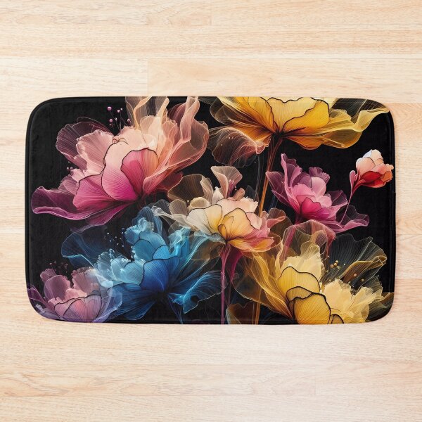 Item preview, Yellow, blue and pink stunning flowers.  designed and sold by ShazellArt.