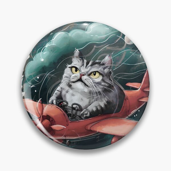 Item preview, Swollen cat airplane pilot designed and sold by Tajdi.