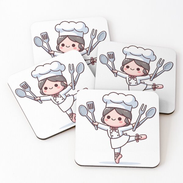 Item preview, Kawaii Chef With Ballet Shoes Doing Ballet With Kitchen Utensils designed and sold by CanvasCutie.