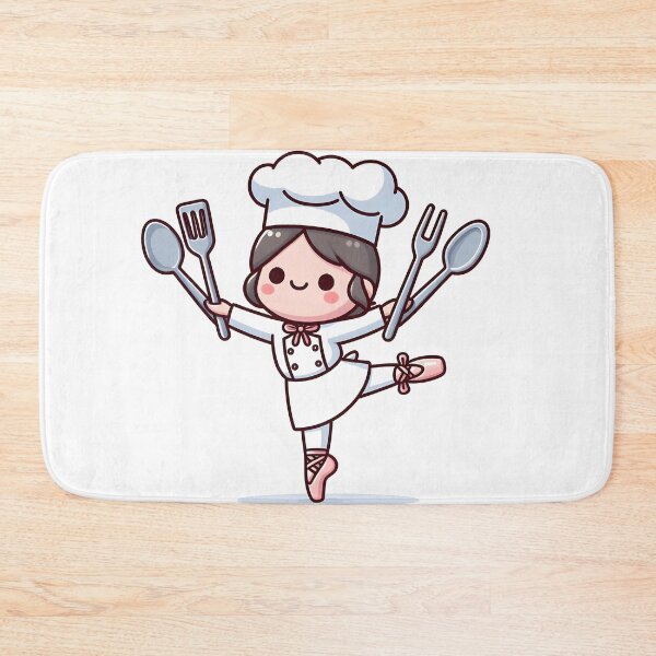 Item preview, Kawaii Chef With Ballet Shoes Doing Ballet With Kitchen Utensils designed and sold by CanvasCutie.