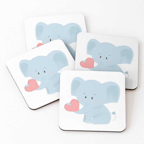 Item preview, Cute blue watercolor elephant with red heart designed and sold by MiaArtLovers.