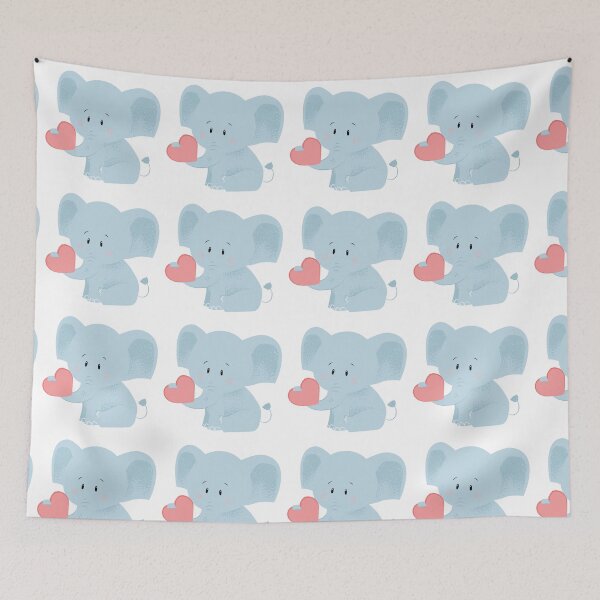 Item preview, Cute blue watercolor elephant with red heart designed and sold by MiaArtLovers.