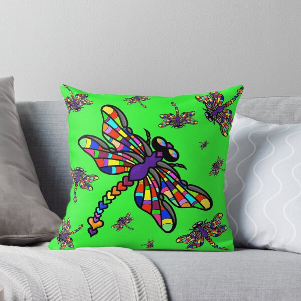 Item preview, Colourful Dragonflies. The original multi-coloured Dragonflyght - on Green! by Amanda M Lucas designed and sold by Amanda Lucas.