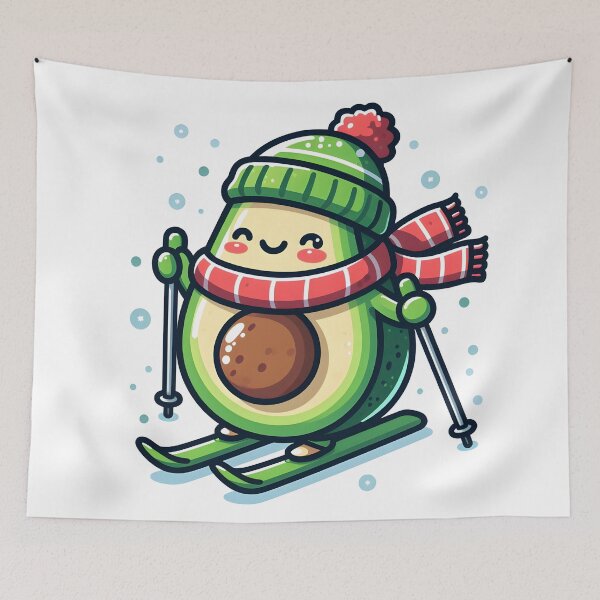 Item preview, Kawaii Avocado With A Winter Scarf designed and sold by CanvasCutie.
