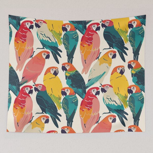 Item preview, Various Parrots Pink Green Yellow Pattern  designed and sold by GrinGalore.