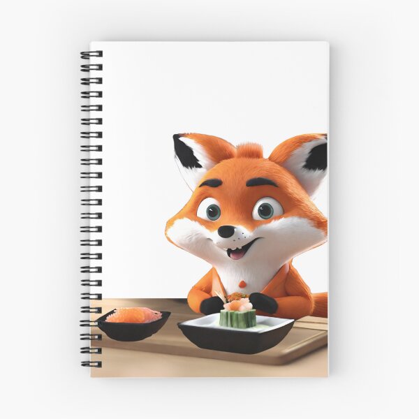 Artikelvorschau, Fuchs isst Sushi, Aquarell, süßer Fuchs entworfen und verkauft von Basiadesign.