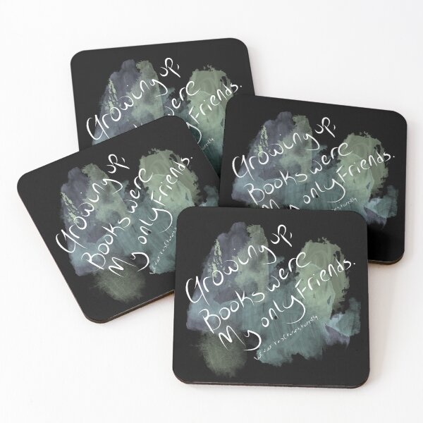 Item preview, Growing Up, Books Were My only Friends (inkstained, white text) designed and sold by DruidOcelotArt.