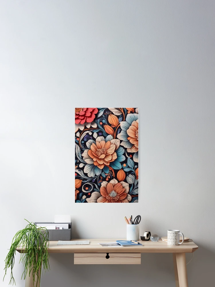 Thumbnail 2 of 3, Poster, Multi Color Floral Pattern Design designed and sold by Deeteeh.