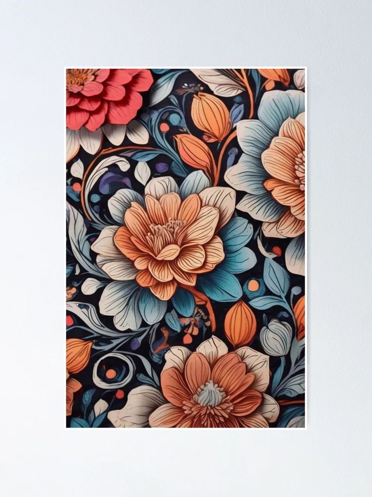 Thumbnail 1 of 3, Poster, Multi Color Floral Pattern Design designed and sold by Deeteeh.